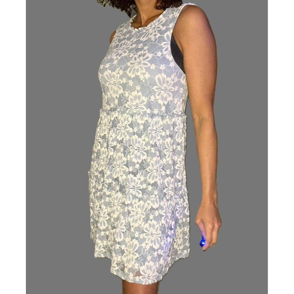 Speechless Baby Blue Lace Sleeveless Mini Dress - Size L